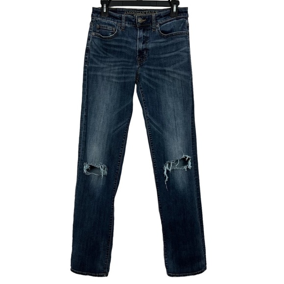 American Eagle Outfitters Men’s Blue Jeans Sz W30/L36 Actual Ins L32” Distressed - Picture 1 of 10